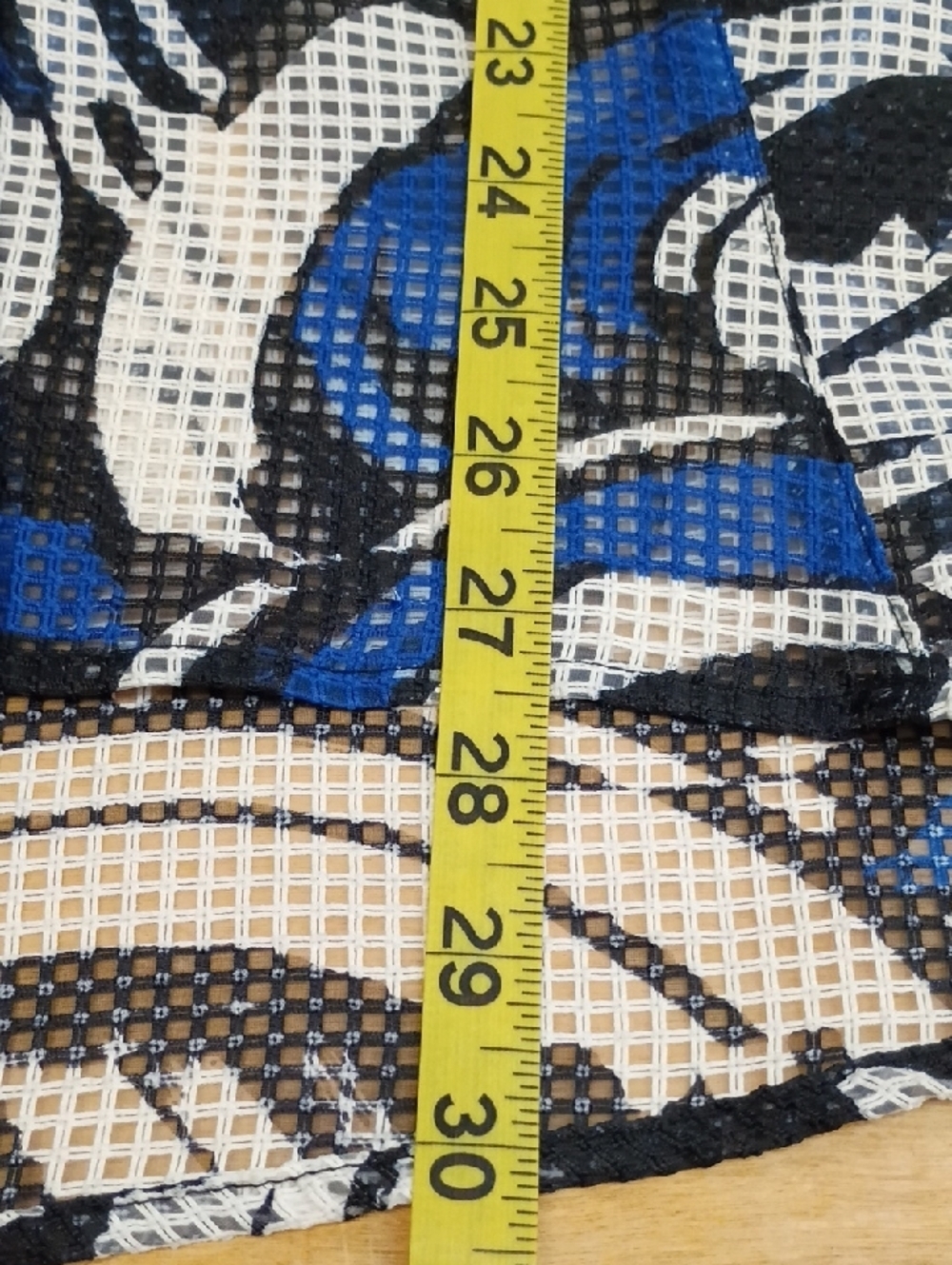 IC By Connie K Ruffle Blouse Blue Black Print Size Small NWT - Picture 14 of 16